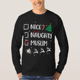 Naughty Nice Muslim Christmas Funny Santa Hat -Xma T-Shirt