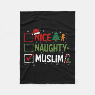 Naughty Nice Muslim Christmas Pyjamas Santa Claus Fleece Blanket