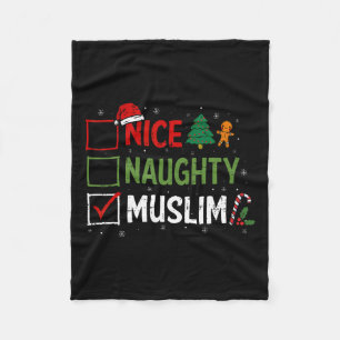 Naughty Nice Muslim Christmas Pyjamas Santa Claus Fleece Blanket