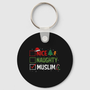 Naughty Nice Muslim Christmas Pyjamas Santa Claus  Keychain