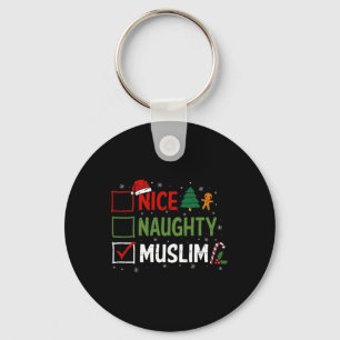 Naughty Nice Muslim Christmas Pyjamas Santa Claus Keychain