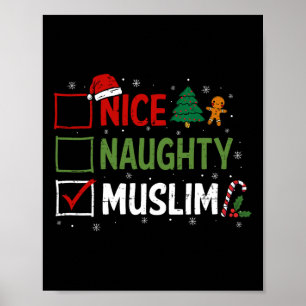 Naughty Nice Muslim Christmas Pyjamas Santa Claus  Poster
