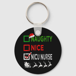 Naughty Nice Nicu Nurse Christmas Pyjamas Funny Sa Keychain