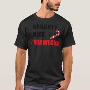 Naughty Nice Norwegian Candy Cane Christmas Santa T-Shirt