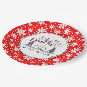 Naughty & Nice Old English Sheepdogs (Gray 1) Paper Plate