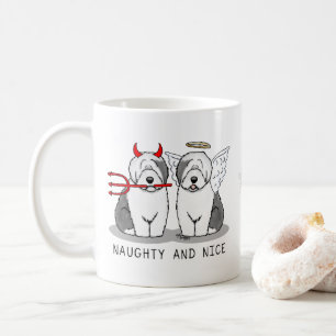 Naughty & Nice Old English Sheepdogs (Grey 1) Coffee Mug