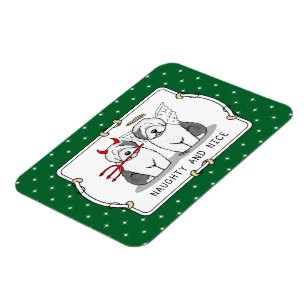 Naughty & Nice Old English Sheepdogs (Grey 1) Magnet