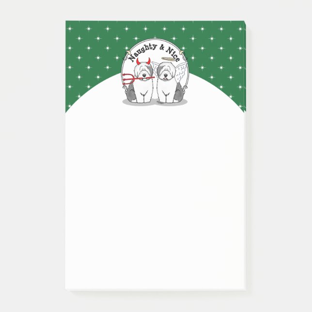 Naughty & Nice Old English Sheepdogs (Grey 1) Post-it Notes (Front)