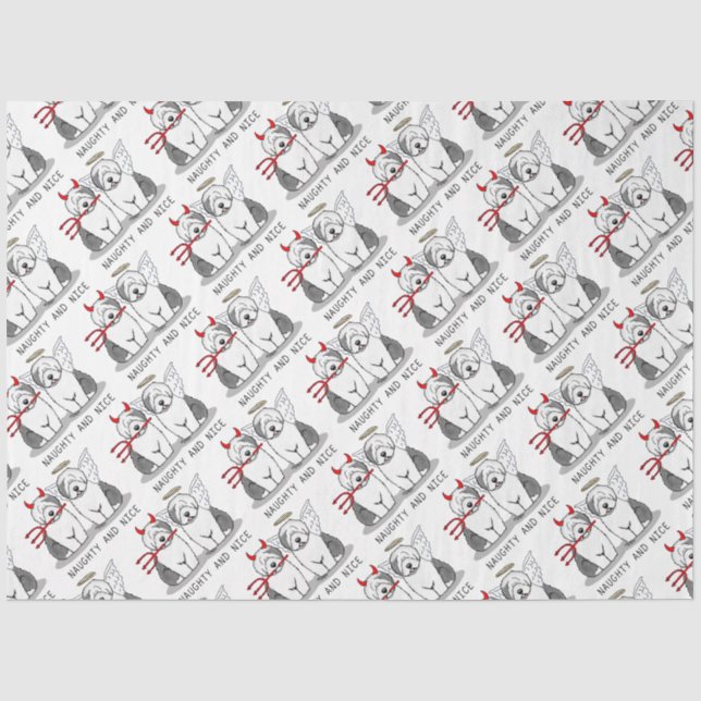 Naughty & Nice Old English Sheepdogs (Grey 1) Tissue Paper (Front)