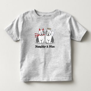 Naughty & Nice Old English Sheepdogs (Grey 1) Toddler T-shirt
