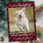 Naughty Nice Personalized Red Plaid Dog Pet Photo Holiday Card<br><div class="desc">A Little Naughty, but mostly Nice! Send cute and fun holiday greetings with this super cute personalized custom pet photo holiday card. Merry Christmas wishes from the dog with cute paw prints in a fun modern photo design. Add your dog's photo or family photo with the dog, and personalize with...</div>