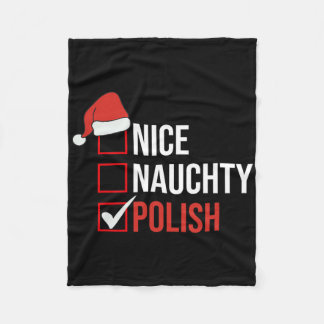 Naughty Nice Polish Funny Poland Christmas Santa G Fleece Blanket