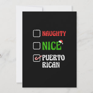 Naughty Nice Puertorican Santa Holiday Sweet Card