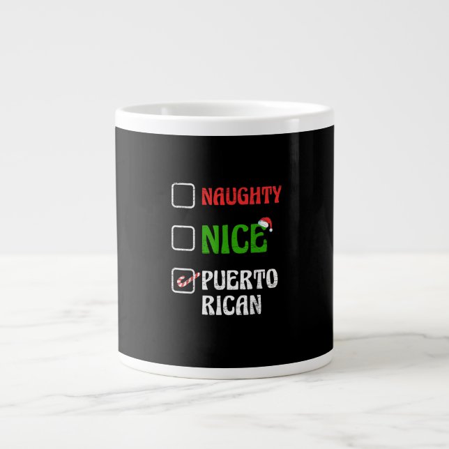 Naughty Nice Puertorican Santa Holiday Sweet  Large Coffee Mug (Front)