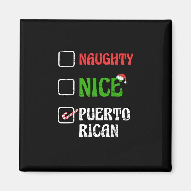 Naughty Nice Puertorican Santa Holiday Sweet  Magnet (Front)