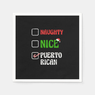 Naughty Nice Puertorican Santa Holiday Sweet Napkin