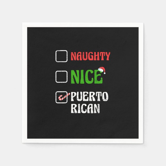 Naughty Nice Puertorican Santa Holiday Sweet  Napkin (Front)