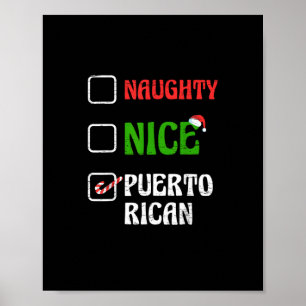 Naughty Nice Puertorican Santa Holiday Sweet  Poster