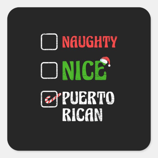 Naughty Nice Puertorican Santa Holiday Sweet  Square Sticker (Front)