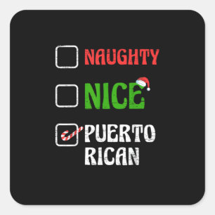 Naughty Nice Puertorican Santa Holiday Sweet  Square Sticker