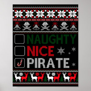 Naughty Nice Rate Funny Christmas Checklist Ugly  Poster