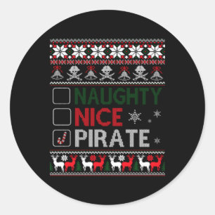 Naughty Nice Rate Funny Christmas Checklist Ugly T Classic Round Sticker