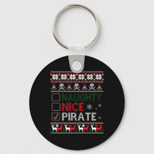 Naughty Nice Rate Funny Christmas Checklist Ugly T Keychain