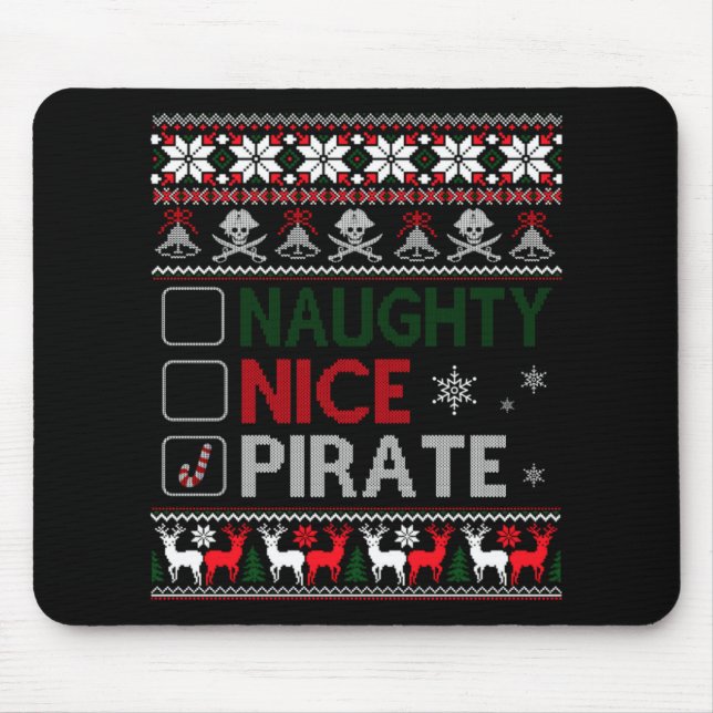 Naughty Nice Rate Funny Christmas Checklist Ugly T Mouse Pad (Front)