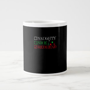 Naughty Nice Redhead Christmas Funny Holiday  Large Coffee Mug