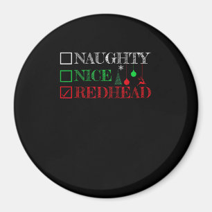 Naughty Nice Redhead Christmas Funny Holiday Magnet