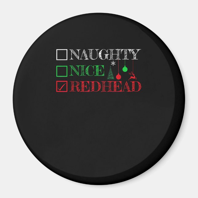 Naughty Nice Redhead Christmas Funny Holiday  Magnet (Front)