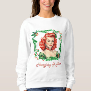 Naughty & Nice Retro Christmas Pinup Sweatshirt