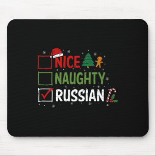Naughty Nice Russian Christmas Pyjamas Santa Claus Mouse Pad