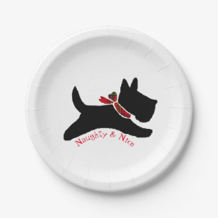 Naughty & Nice Scottie Dog Paper Plate