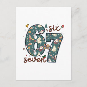 Naughty Nice Six Seven 67 Brainrot Christmas Announcement Postcard