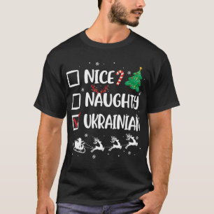 Naughty Nice Ukrainian Christmas Funny Santa Hat X T-Shirt