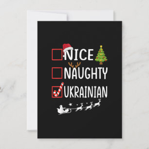 Naughty Nice ukrainian Christmas Pyjamas Santa Cla Invitation