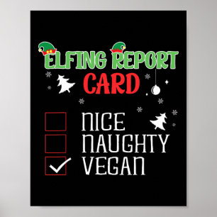 Naughty Nice Vegan Report Card Matching Christmas  Poster