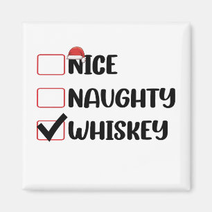 Naughty Nice Whiskey Santa Christmas List Magnet