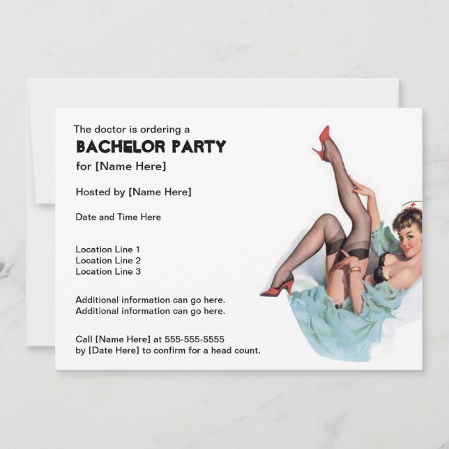 Naughty Nurse Invitations du Bachelor Party (Devant)