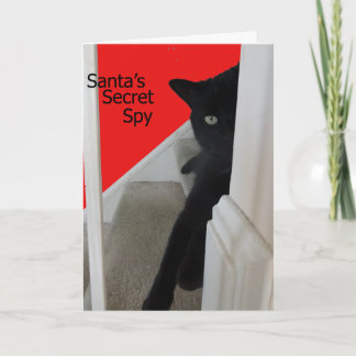 Naughty or Nice Black Cat Spy Christmas Card