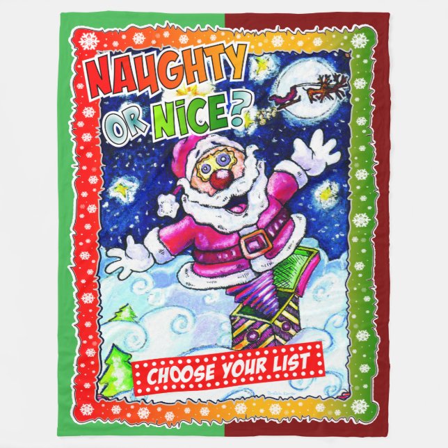 Naughty or nice, choose your list fleece blanket (Front)