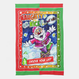 Naughty or nice, choose your list kitchen towel
