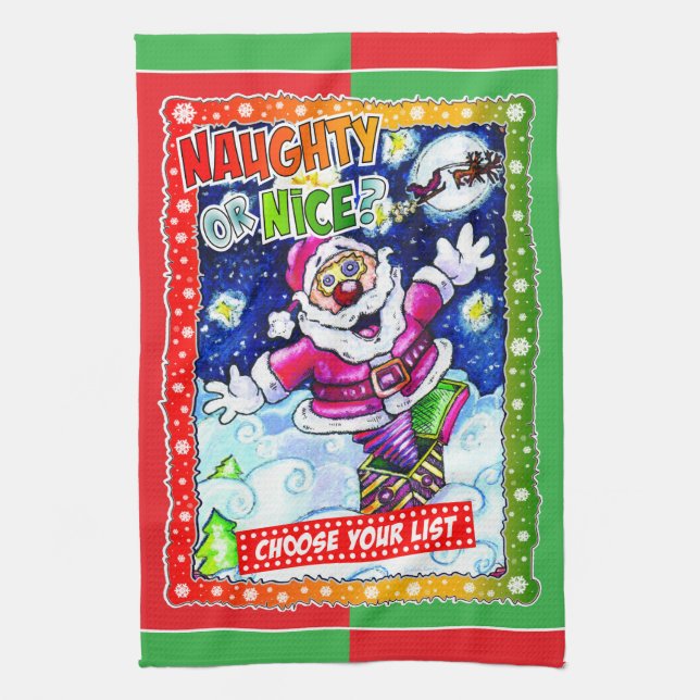 Naughty or nice, choose your list kitchen towel (Vertical)