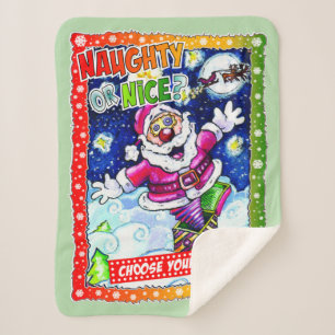 Naughty or nice, choose your list sherpa blanket