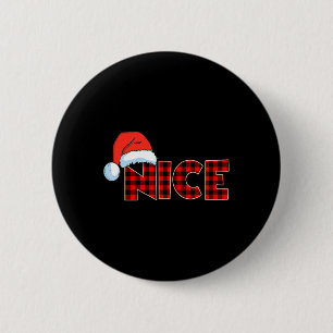 Naughty Or Nice Christmas Couple Buffalo Red Plaid 2 Inch Round Button