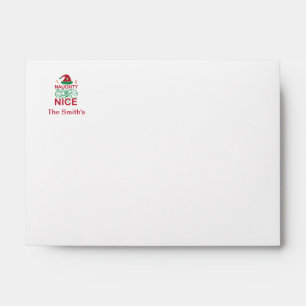 Naughty or Nice Christmas Frogs with Santa Design Envelope