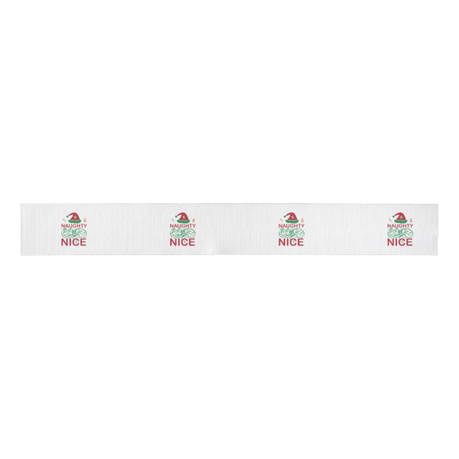 Naughty or Nice Christmas Frogs with Santa Design Grosgrain Ribbon (Front)