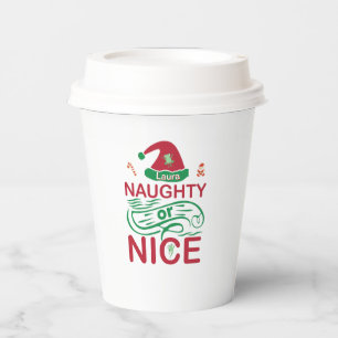 Naughty or Nice Christmas Frogs with Santa Design Paper Cups