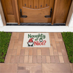 Naughty or Nice Christmas Graphic: Cute Gnomes Doormat
